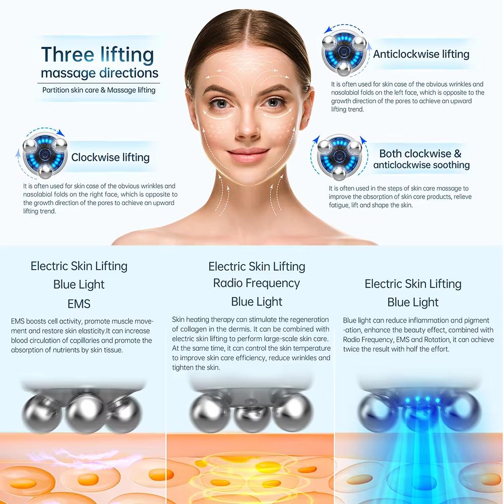 Factory T6 BIO Pen Multifunctional Beauty Machine Face Slimming Beauty Skin Care Device Blue LED EMS 360 Degree Massage RF Lift