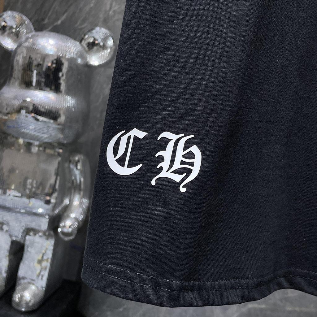 8936 CHROME HEARTS Лето 2026 Новый Высококачественный Хлопок Круглый Вырез Свободный Большой Размер Мужская и Женская Футболка Футболка для Пары