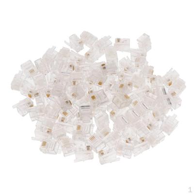 100 шт. RJ11 RJ-11 6P4C модульный разъем телефонного шнура