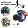 Retractable Dual Doggie Leash with LED Light 360 Swivel No Tangle for Each Dog Independent Braking with 3M Reflective Leads