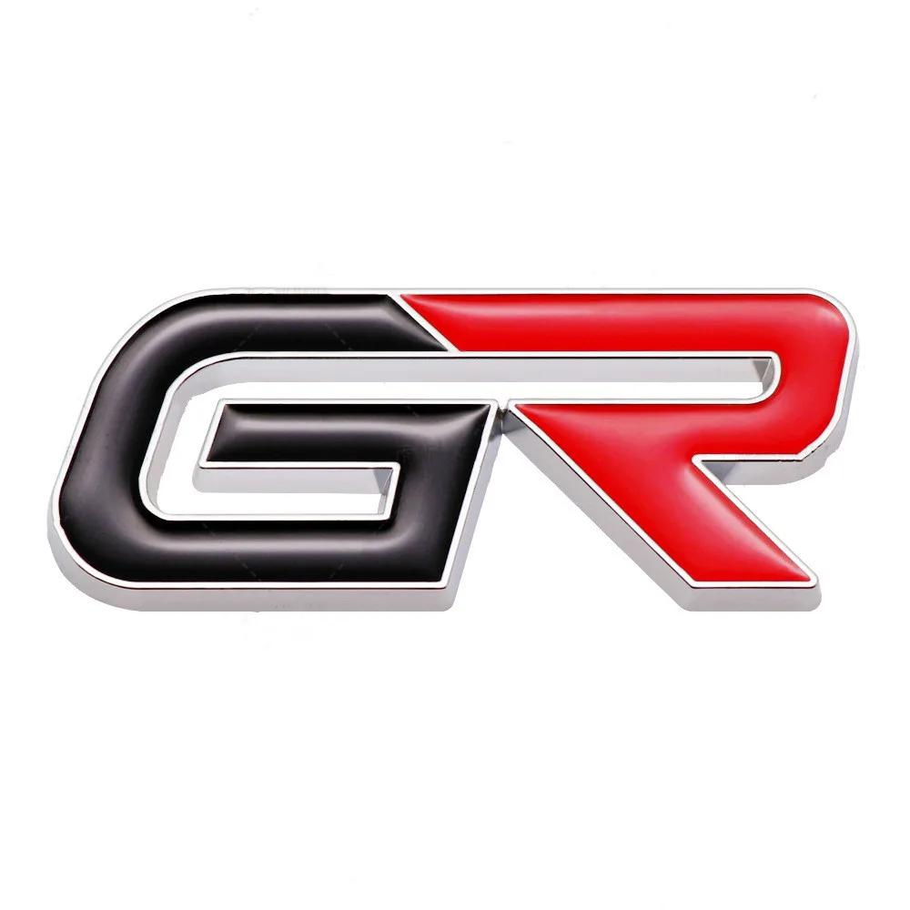 ADE1 3D Metal GR Car Front Grille Emblem Badge Rear Trunk Sticker Decal For Toyota GR Gazoo Sport C-HR RAV4 Mirai Avensis Prado Prius