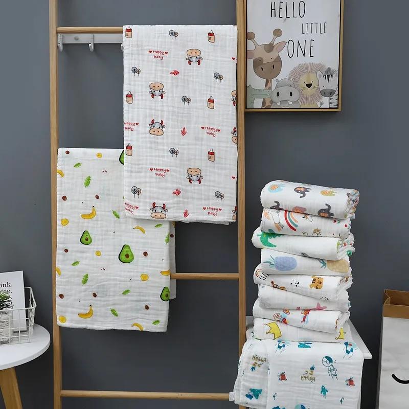 Cotton Four-Layer Gauze Bath Towel - Absorbent Kids Bathrobe Blanket Newborn Swaddle Wrap & Baby Bathing Blanket for Infants