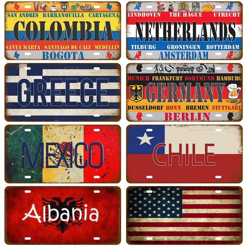 Главная Франция Country Metal Sign Tinplates Plate Plaque Metal Vintage Tin Sign Decor For Man Cave Bar Pub Club Decoration Spain US