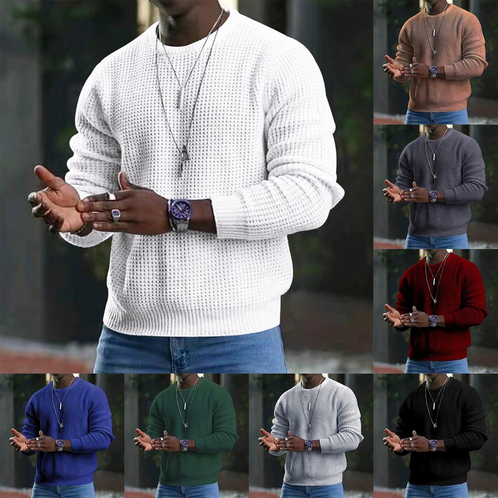 Men's Sweater Solid Fashion Round Neck Long Sleeve Knitted Top