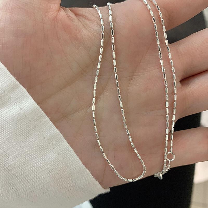 Серебряное колье 925 пробы с простыми геометрическими бусинами, чокер, блестящая и нежная цепочка на ключицы для женщин, модные украшения