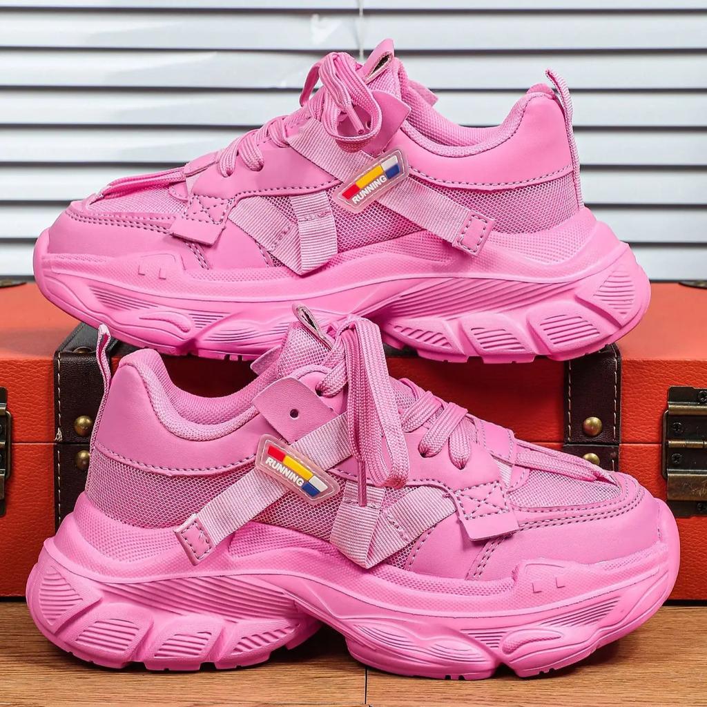 Модные массивные женские туфли на платформе, повседневные кроссовки, сетчатые кроссовки для ходьбы, дышащие, модные, платформа, "папины" кроссовки, на шнуровке