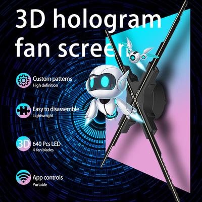 3D голографический вентилятор с 4 лопастями, 45 см (17.7 Дюймов) HD LED Вращающийся Голографический Проектор Дисплей