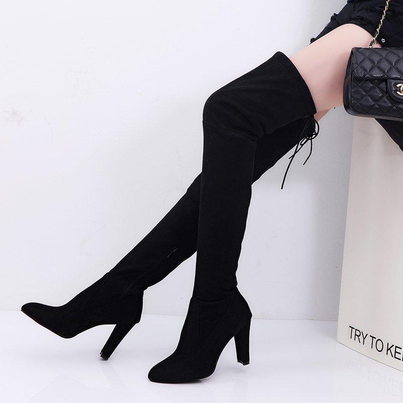 Over The Knee Boots Women Slim Thigh High Boots Suede Pointed Toe Shoes Women Winter Boots High Heels Rome Style Mujer Botas New