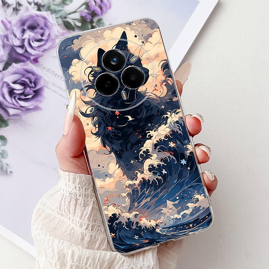 Чехол для Realme 14 Pro Plus RMX5051 Красивые Цветы Рисованный Чехол Мягкий Силиконовый Чехол Для Realme 14 Pro Realme14 Pro+ 5G Чехлы
