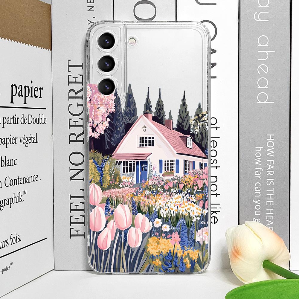 Чехол для телефона 'Розовый дом' Holiday Home Grange Scenery для Samsung Galaxy A14 A56 A55 A54 A36 A53 A51 A13 A15 A25 A52 5G Мягкие чехлы