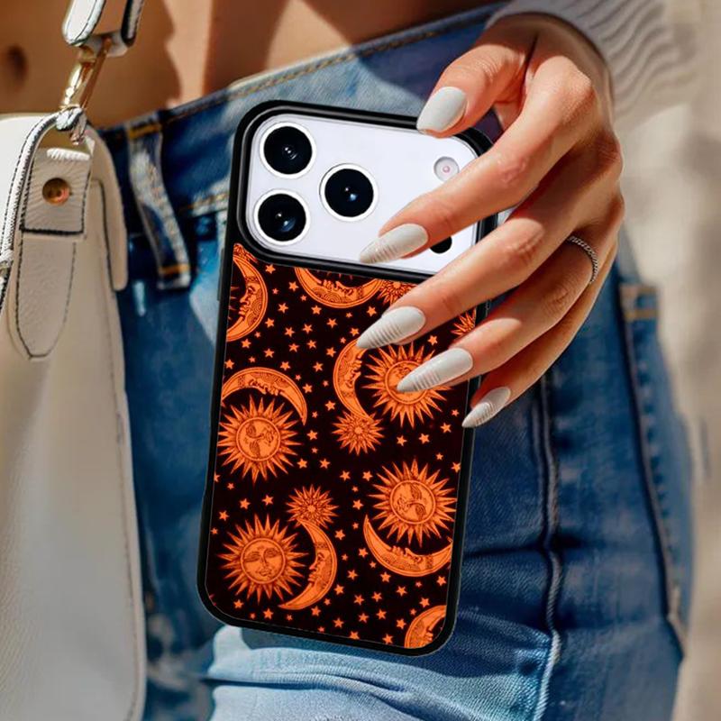 Винтажный Чехол для Телефона Луна и Солнце Звезды Для iPhone 17 Air 14 15 13 12 Max Чехол Для Apple 16e 11 Pro Max Plus Coque