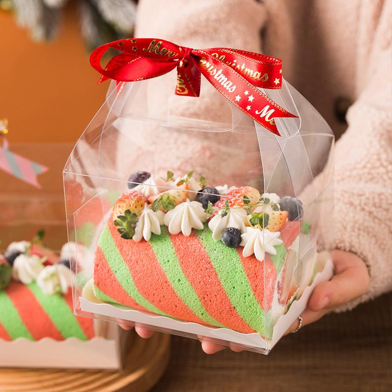 5 шт., Прозрачная ручная упаковочная коробка, рулет для торта, рулон полотенец, швейцарский рулет, подарочная упаковочная коробка для выпечки своими руками