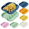 Silicone Taco Holder Reusable Taco Plates with 4 Dividers And Handle Dishwasher Microwave Oven Safe Taco Serving Tray