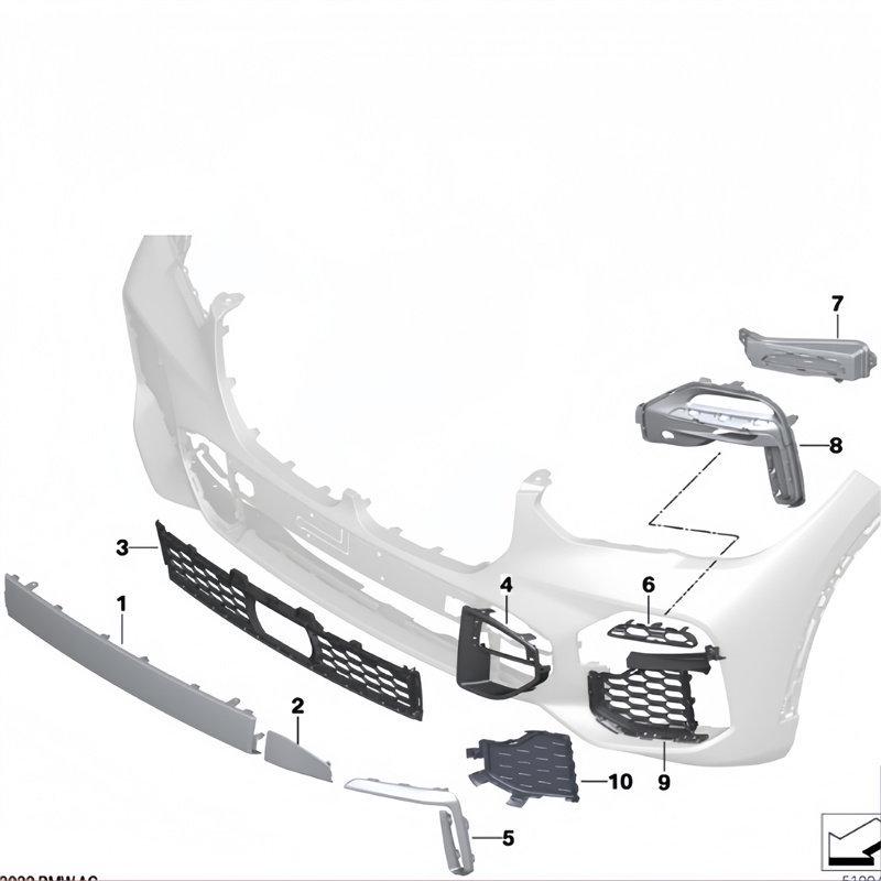BMW X5 Front Bumper Grille Chrome Fog Light Air Vent Cover Trim