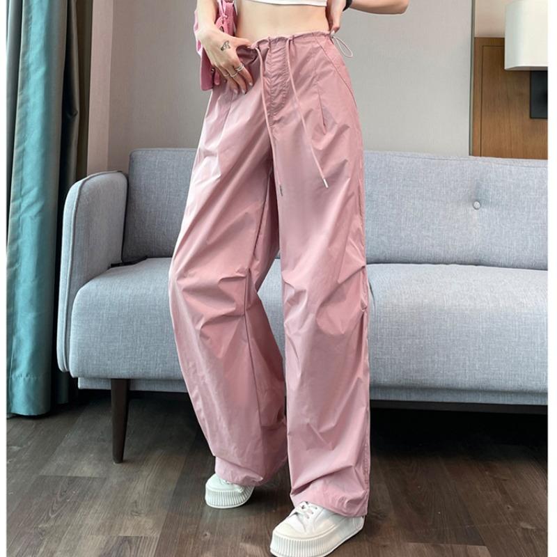 Модные однотонные свободные повседневные брюки женские уличные тонкие брюки с высокой талией и широкими штанинами офисные женские прямые спортивные брюки Harlan женские 24273