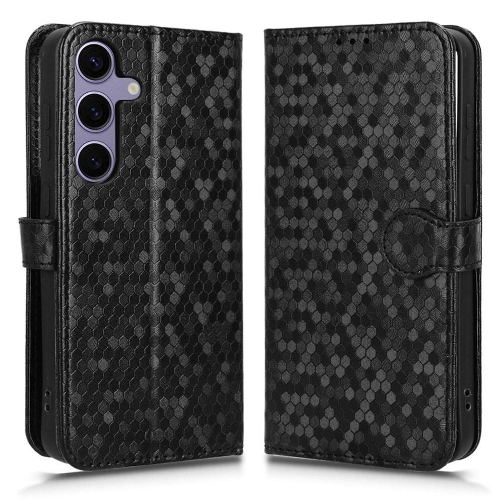 For Samsung Galaxy S25 FE Wallet Case Dot Pattern Imprint PU Leather Phone Cover with Wrist Strap