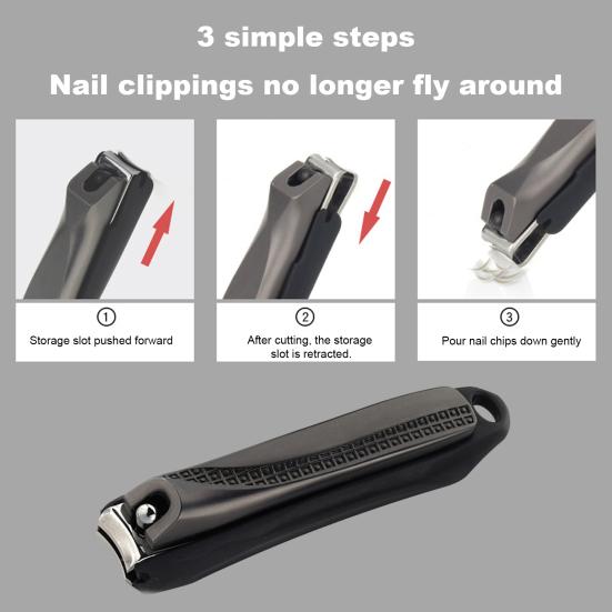 Прецизионные кусачки для ногтей с большим отверстием, острые пропилы, нож для ногтей с защитой от брызг, портативный профессиональный триммер для твердых ногтей и ногтей на ногах из нержавеющей стали