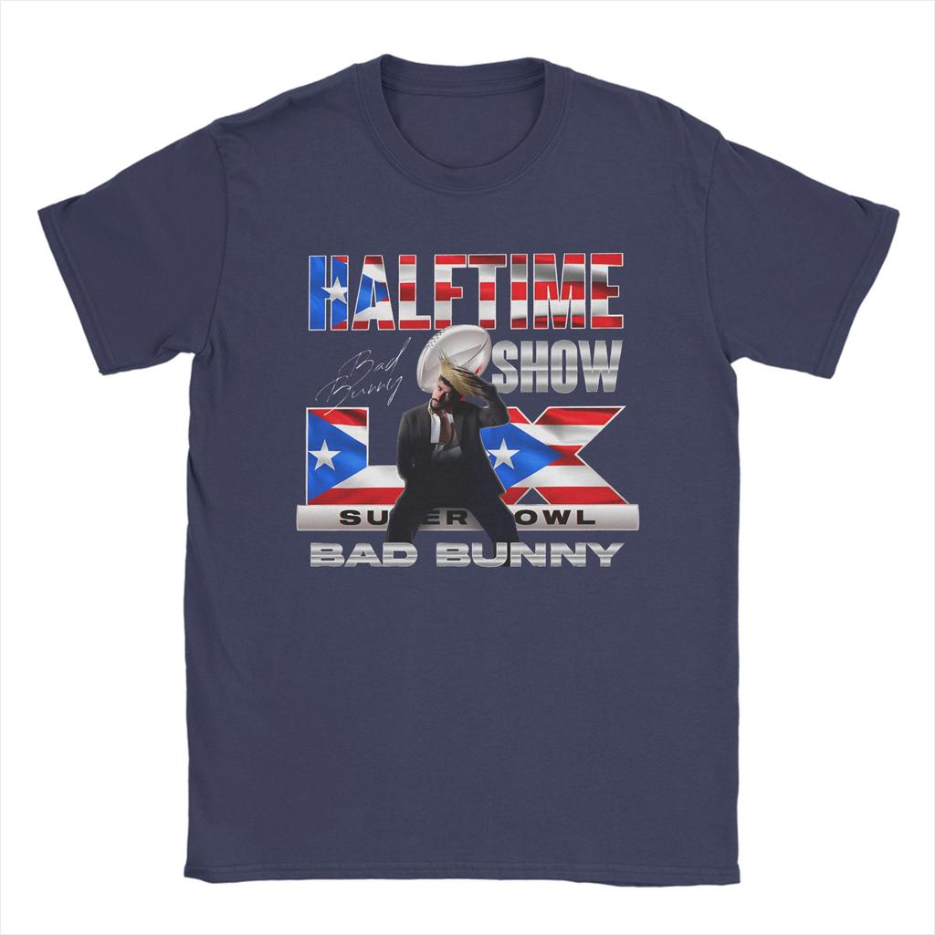 Mens Bad Bunny Puerto Rican Flag Benito Bowl T Shirts Pure Cotton Tops Fashion Short Sleeve Round Neck Tees Graphic TShirt