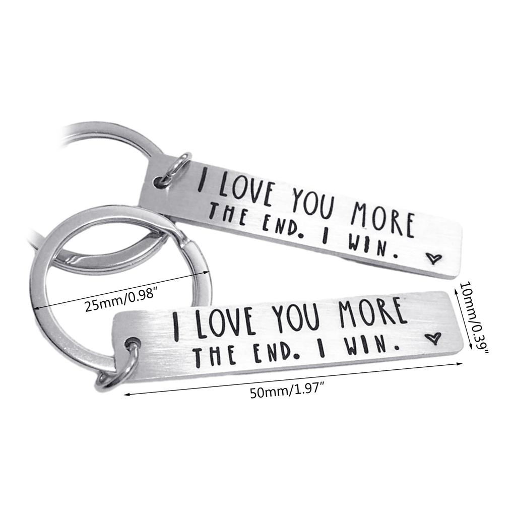 Lettering Keychain Engraved Keyrings I lOVE More The End Engraved Couple Keyring Charm for Birthday Christmas Gift