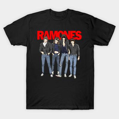 Мужская черная футболка с принтом Ramones Печать на трансферной бумаге без вырезания Хлопковая футболка