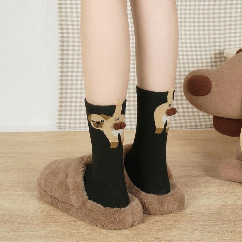 Soft Husky Dog Socks Breathable Dachshund Socks Whimsical Puppy Eggs Socks All Seasons