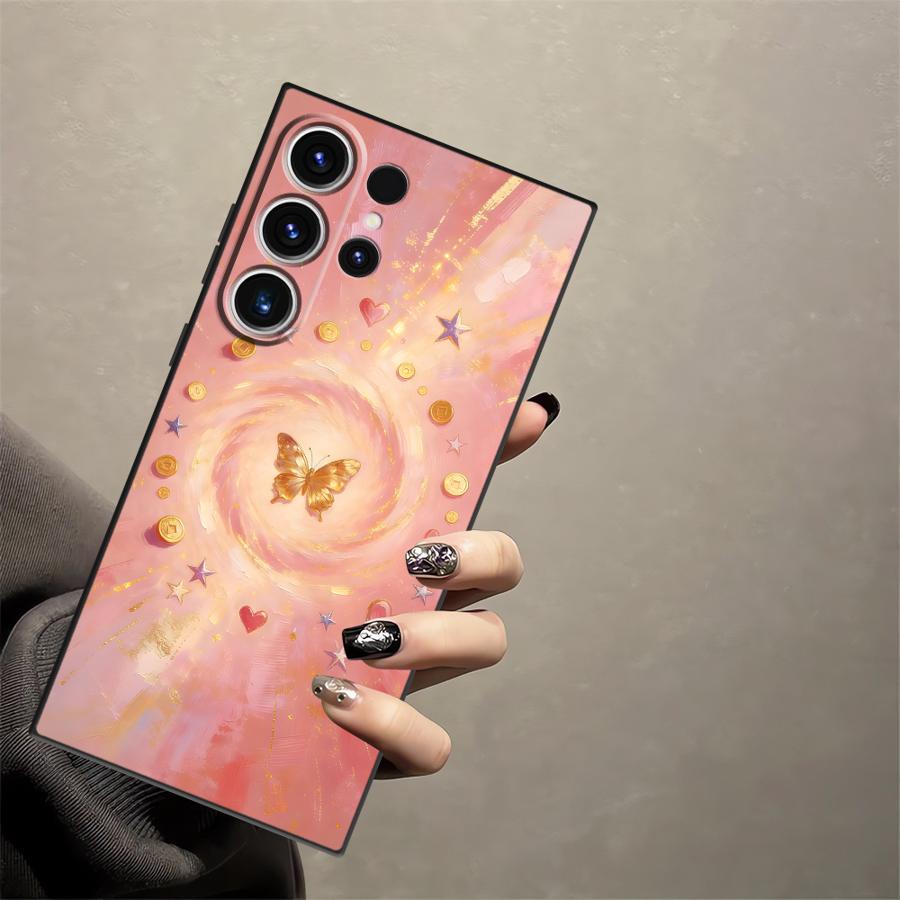 Простой Чехол-Бампер с Рисунком Бабочки для Samsung Galaxy S26 Ultra S10 S9 S20 Ultra S25 Plus S24 S23 Note 20 8 9 10