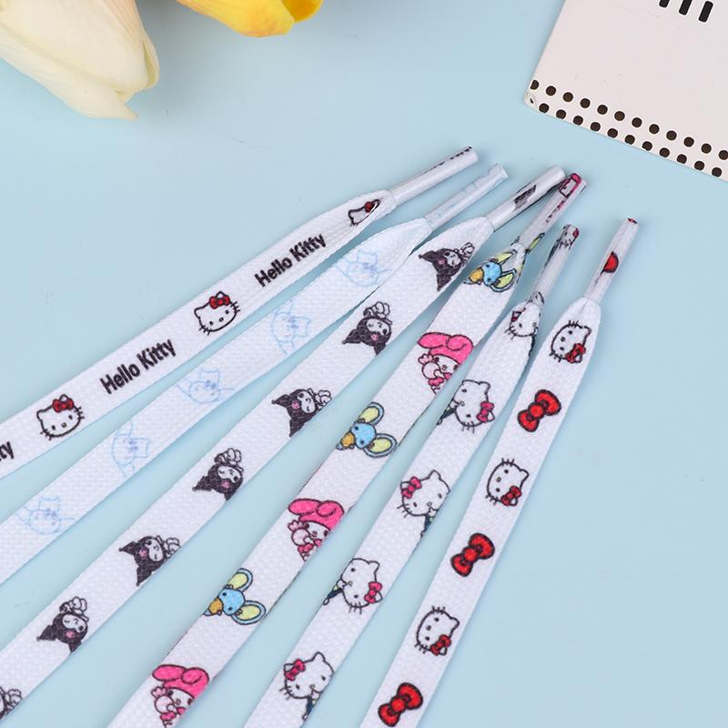 2 шт. Шнурки Sanrio Мультяшные Cinnamon Kuromi Hello Kitty Плоские Шнурки для Обуви Аксессуары Шнурок 120 см Подарки для Девочек