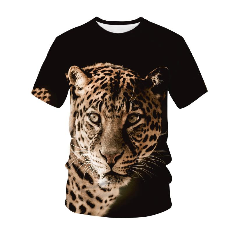 Летняя футболка с круглым вырезом, 3D-принтом с животным, узором гепарда, модная, повседневная, с коротким рукавом, детская, для мальчика