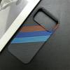 New Slim Carbon Fiber Texture PC Frameless Phone Case For iPhone 17 16 15 14 13 Pro Max Heat Dissipation Tricolor Stripes Cover