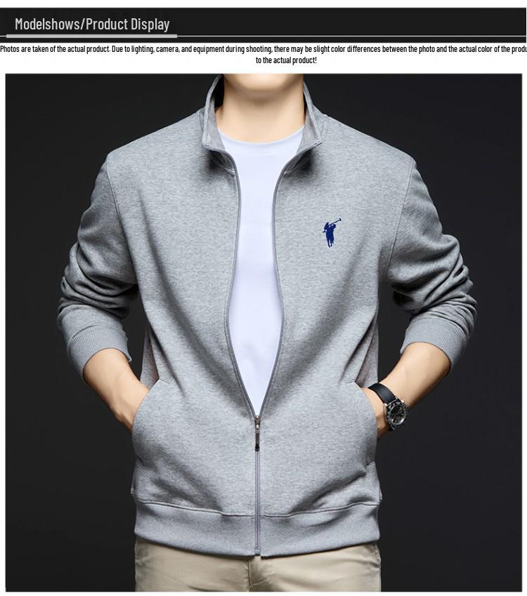 Мужская толстовка на молнии с воротником-стойкой Woodpecker - 2025 Весна/Осень Деловой кэжуал Хлопок