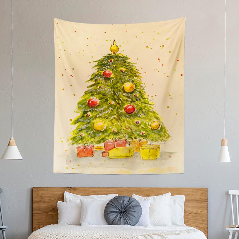 Christmas Tree Decoration Printed Pattern Tapestry Home Living Room Bedroom Wall Decoration Background Cloth Tapestry 230x180cm