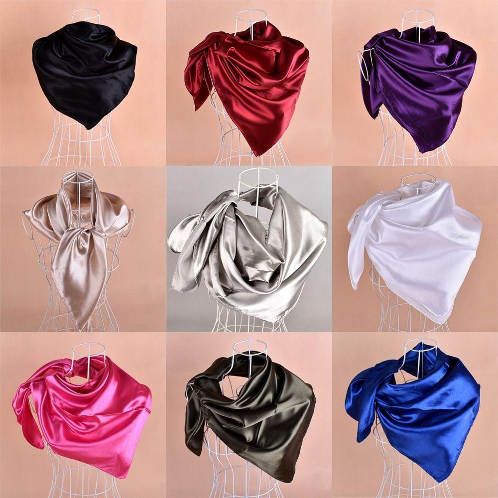 Silk Foulard Satin Bandana Square Neckerchief Hijab Baggy Slouchy Beanie Head Scarf Women Ladies