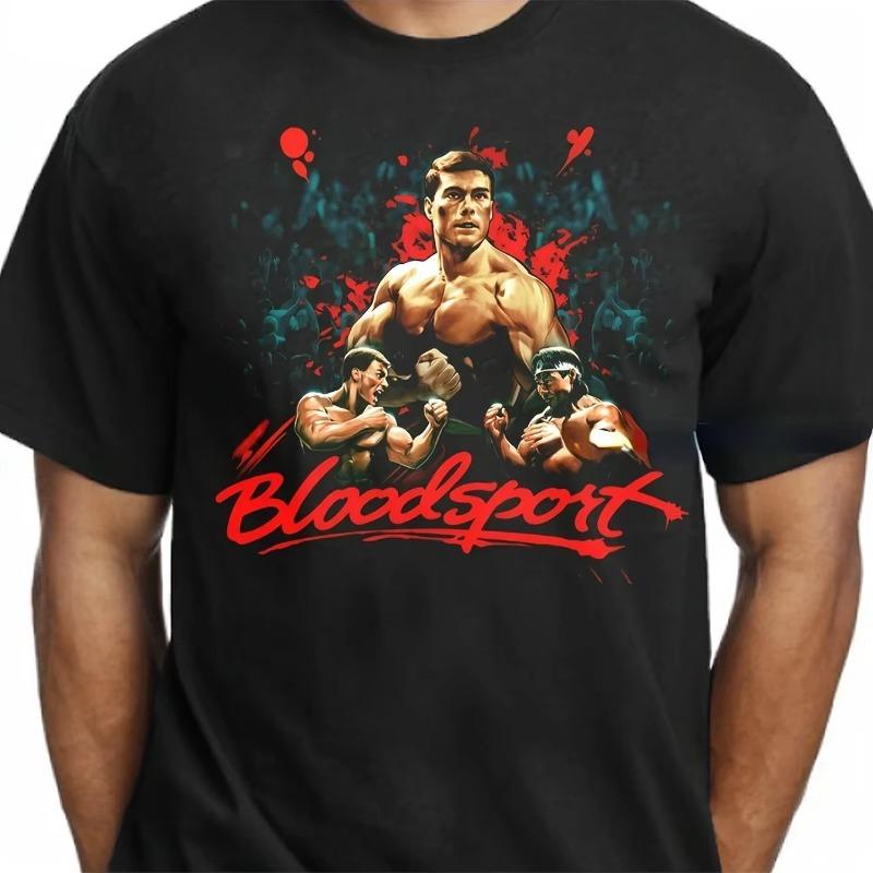Unisexs Black Tshirt Featuring Martial Arts And Bloody Themes From The 1988 Jean Claude Van Damme Film Fist Of Blood