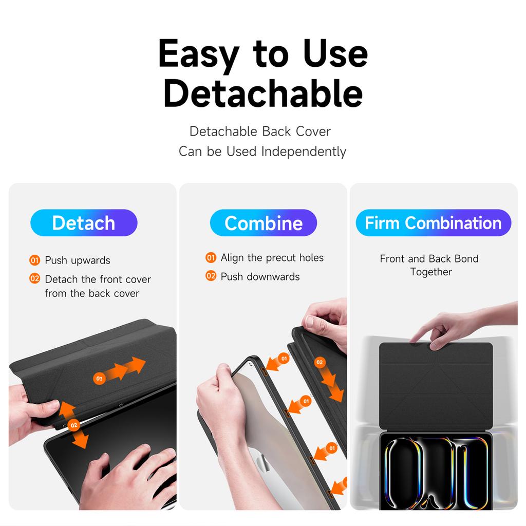 DUX DUCIS Magi Series for iPad Pro 11 (2024) Case Origami Stand PU Leather Smart Cover Detachable