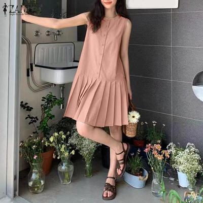 Женские летние платья с круглым вырезом без рукавов с принтом