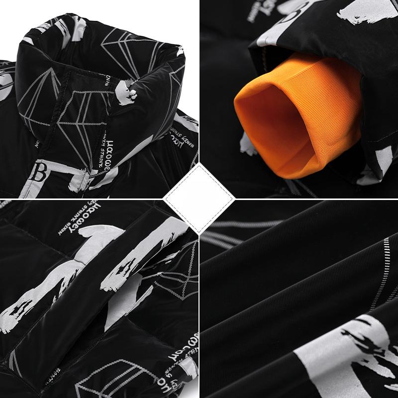 Мужская зимняя новая корейская версия утолщенный теплый воротник-стойка 90% белый утиный пух стильный пуховик с надписью пара пальто для мужчин