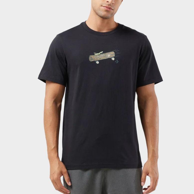 Converse T Shirts Men's Black Crew Neck Moderate 10025622-A01