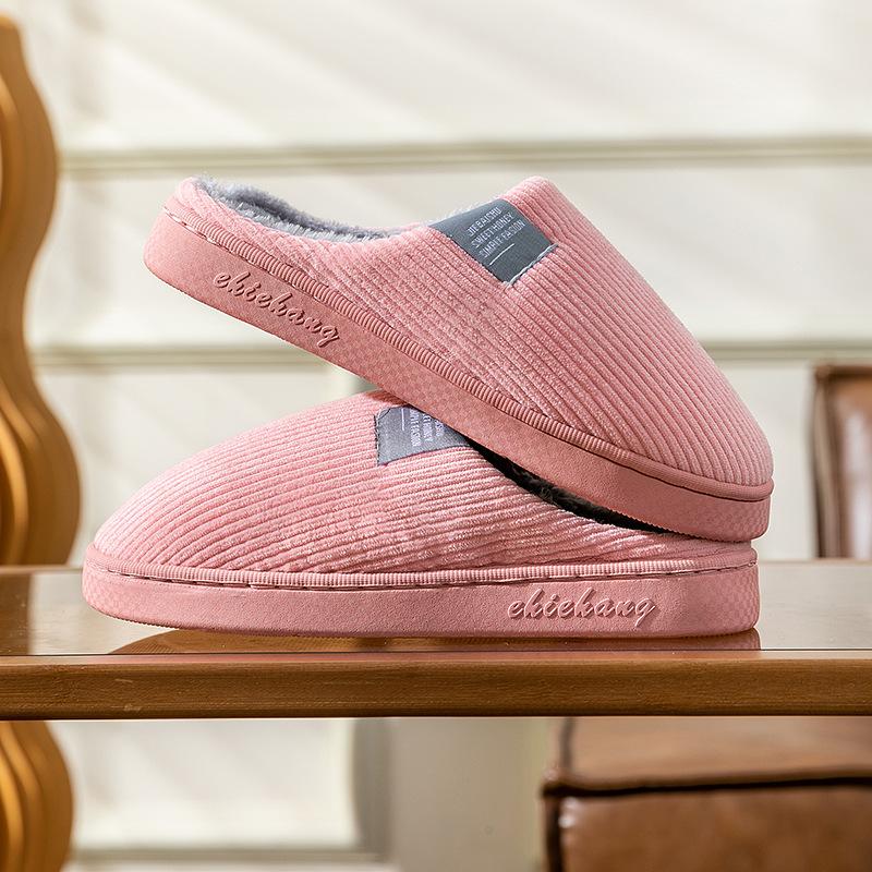 Cotton Slippers Women's Autumn and Winter Indoor Home Thick-soled Non-slip Floor Support Couple Warm Wool Shoes Confinement Shoes