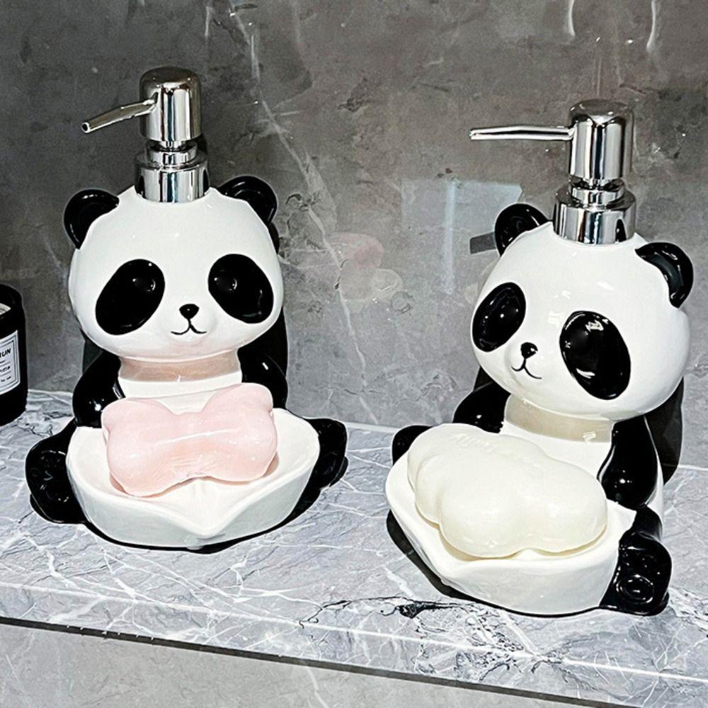 Тип пресса 2-в-1 Флакон для лосьона Мыльница 380 мл Диспенсер для геля для душа Флакон для лосьона «Панда» Шампунь
