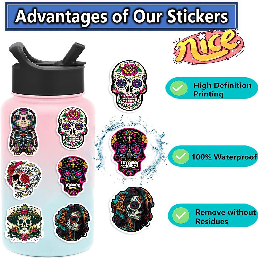50 Photos of Mexico Day of The Dead Skeleton Graffiti Stickers Decorate Guitar Laptop Suitcase DIY Waterproof