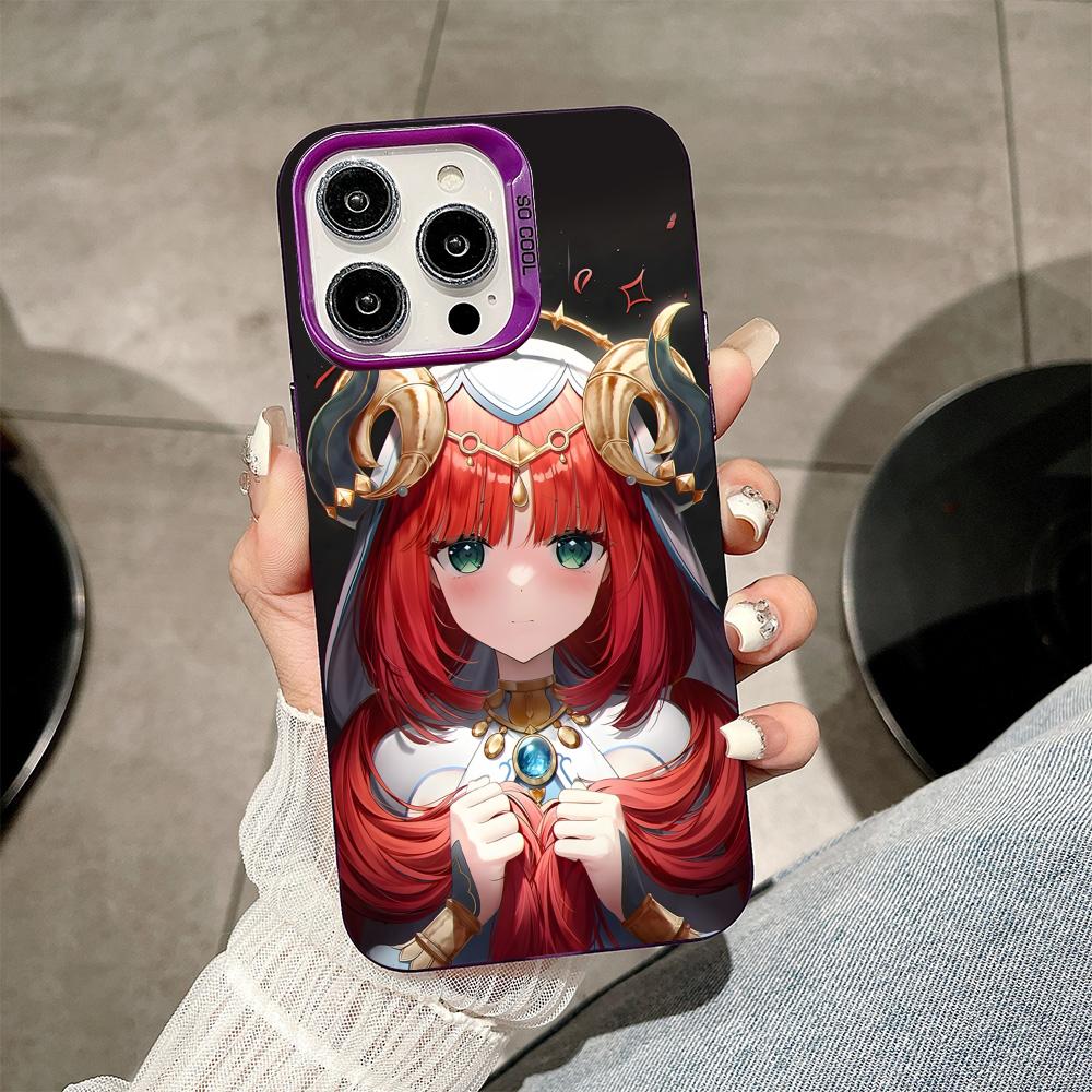 Game GI Nilou Purple Translucent Mobile Phone Case for iPhone 17 16 15 14 13 12 11 X XR XS 8 7 Air Pro Max Plus Colorful Cover