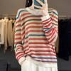 Women Sweaters Pullovers 2025 Autumn Winter Long Sleeve O-Neck Striped Knitted Sweater Women Tops Pullover JJ174