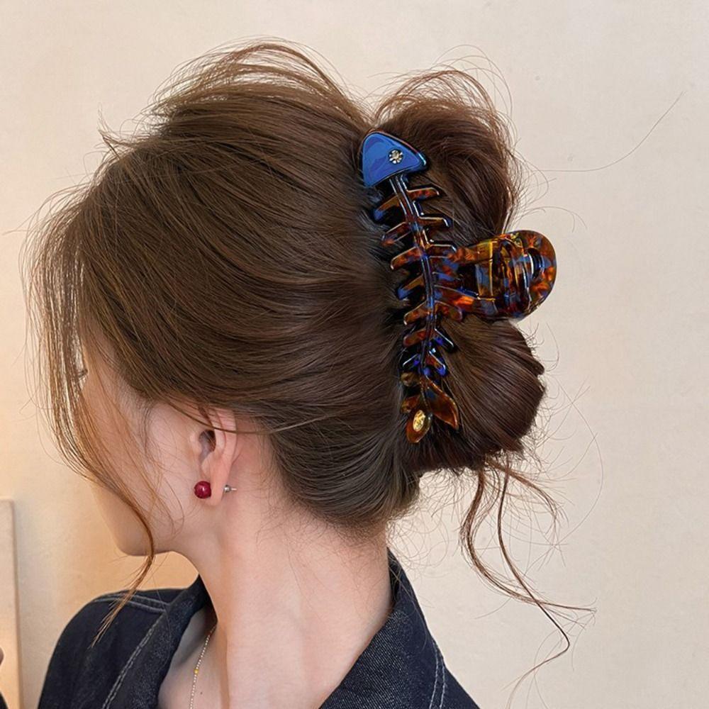 Acetic Acid Fish Bone Shaped Hair Claw Large Fish Grab Clip Sweet Animals Hair Clip  Travel