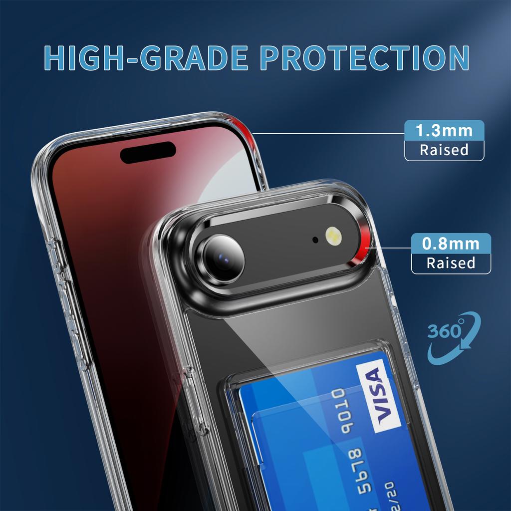 Прозрачный чехол для iPhone 17 Air из ТПУ+ПК+акрила, чехол для мобильного телефона с держателем для карт