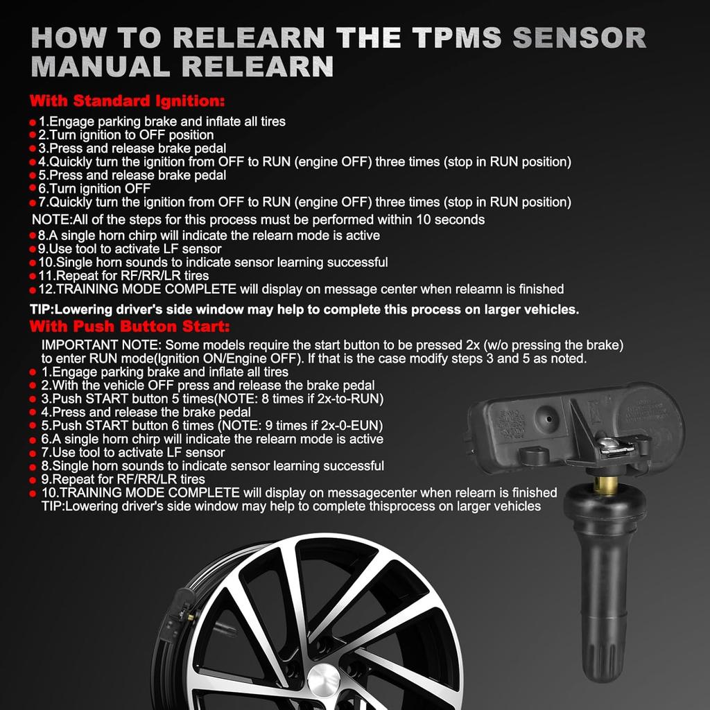 Датчик TPMS, совместимый с Chrysler Dodge Jeep Ram Fiat - 4 шт., предварительно запрограммированный, 433 МГц, датчик контроля давления в шинах для 300 Durango Challenger