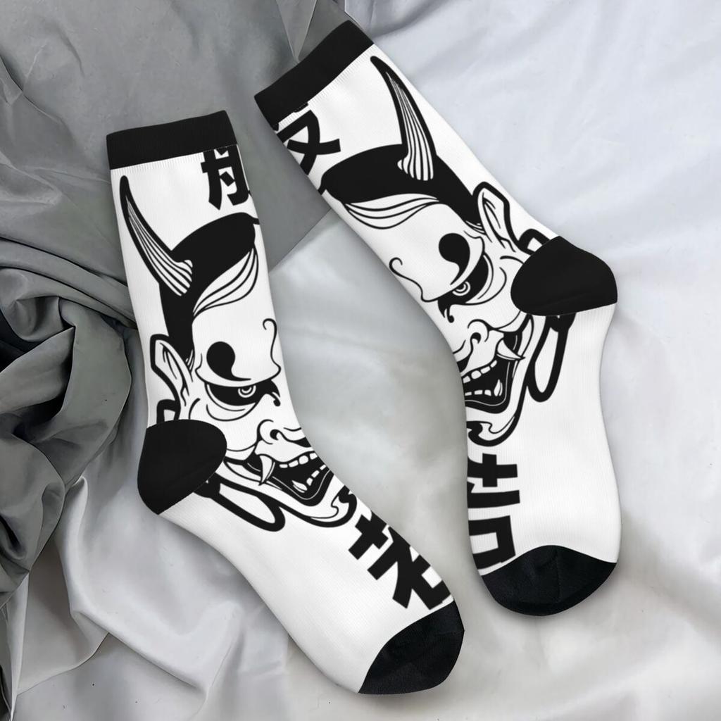 Носки Hannya Mask, забавные носки ONI для женщин и мужчин, средние мягкие носки для скейтбординга, зимние носки с антибактериальным узором