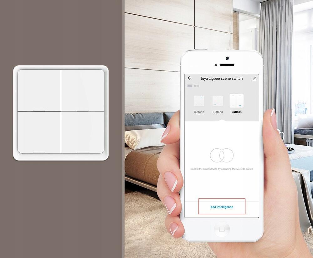 Remote Control Switch 12 Scenes 4 Buttons ZigBee Tuya