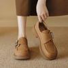 Августин ретро лоферы женские 2025 весна и осень новые толстая подошва британский стиль толстый каблук мягкая подошва одинарные туфли