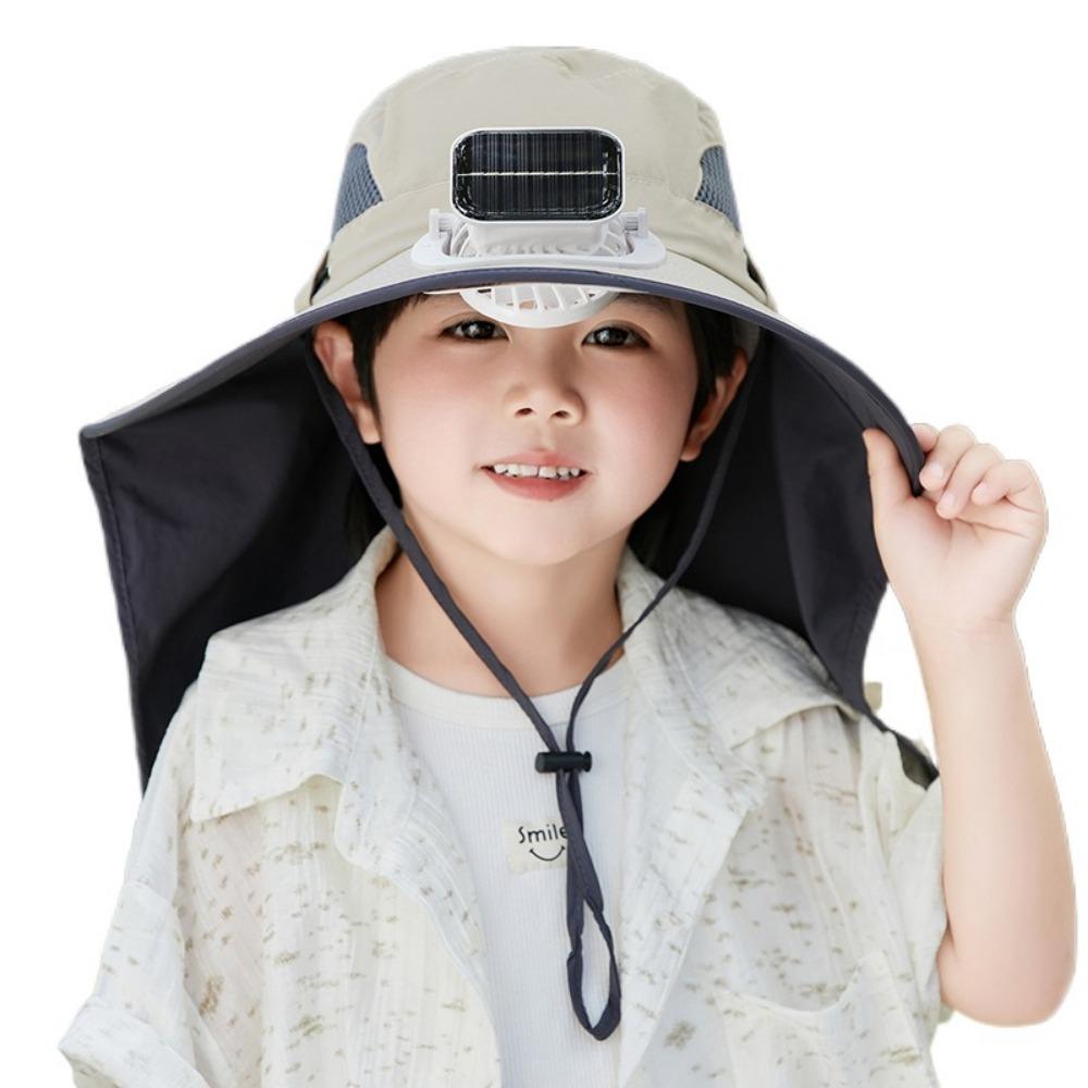 USB Charging Children's Solar Fan Hat Waterproof Sunshade Fan Cap Portable Summer Cooling Hat  Boys