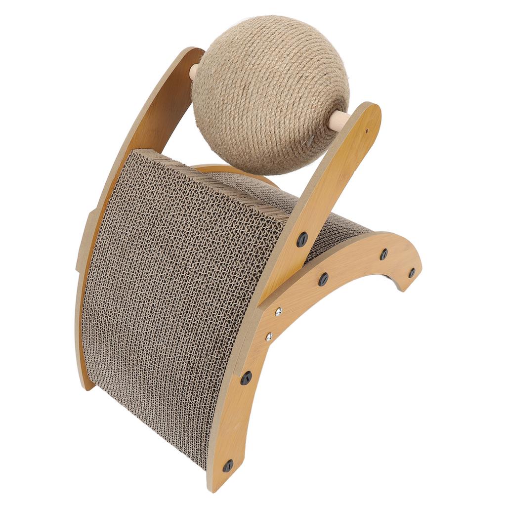 Cat Scratcher Cat Scratch Pad with Rotatable Ball Vertical Curved Cat Scratching Pad Cardboard for